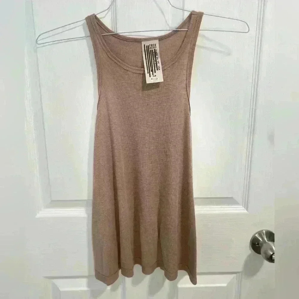Free People Tan Tank Top Brown Size Small Staple‎ Capsule Wardrobe Essential